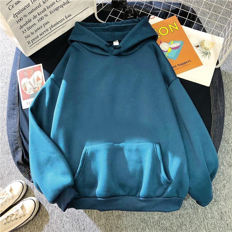 Women's Fashion Casual Solid Color Hooded Sweatshirt Loose Sports Tops Pullover