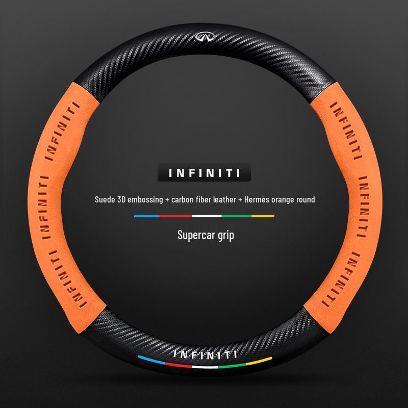 Чехол на руль для специального автомобиля Infiniti - Натуральная кожа, Замша, Углеволокно, Универсальный, Дышащий, Всесезонный