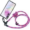 Case - BOOLING - for Samsung Galaxy A35 5G - Shockproof Protection - Transparent Silicone - Removable Pink Lanyard