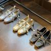 Cowhide Version~ Korean Version of Square Head Pig Nose Ballet Mary Jane Women's Shoes French Light Mouth Bow Single Shoes Women's Thick Heel