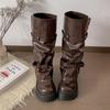 Autumn Winter Chunky Style Women Knee High Boots Fashion Removable Ladies Platform Thick Heel Long Booties