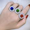 European and American Imitation Color Treasure Ring Retro Style Ring Shining Diamond-set Women's Ring