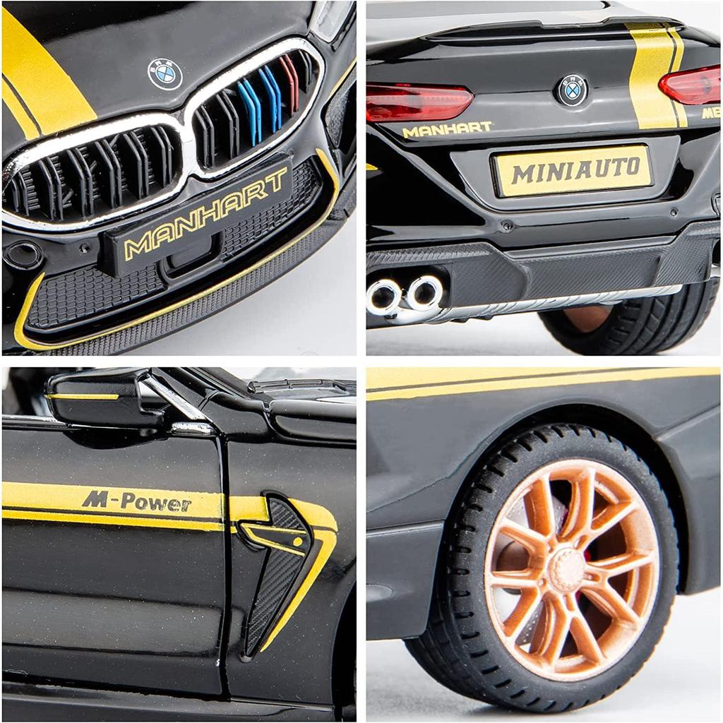 1:24 Scale M8 Model Car, Zinc Alloy Pull Back Toy Car with Sound and Light for Kids Boy Girl