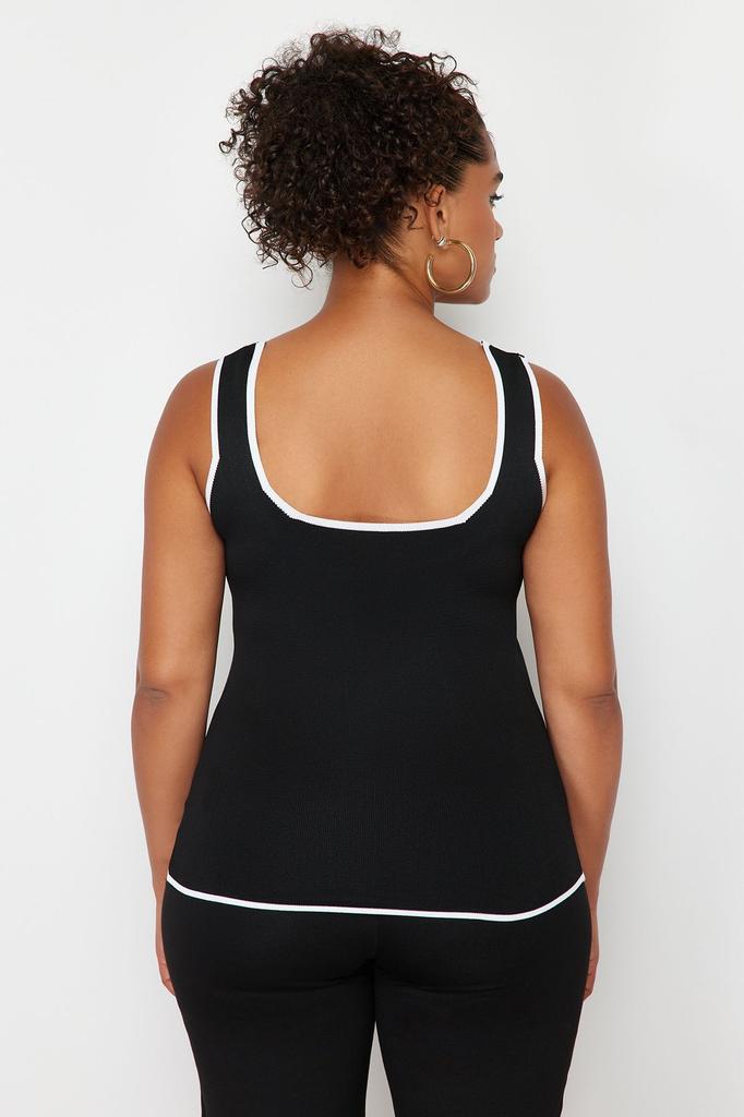 Women's Style Plus Size Navy Blue Bodycon Knitwear Blouse