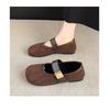 Women's Felt  Shoes Square Toe Ballet Flats for Female New Fashion Buckle Strap Ladies Shoes Spring Autumn