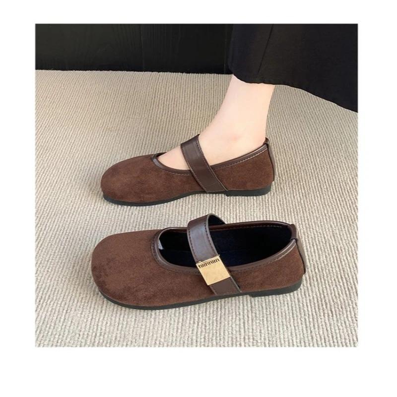 Women's Felt  Shoes Square Toe Ballet Flats for Female New Fashion Buckle Strap Ladies Shoes Spring Autumn