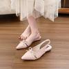 Spring and Summer New Beautiful Pointed Single Shoes Women's Flat Bottom Bow Empty Bag Head Sandals