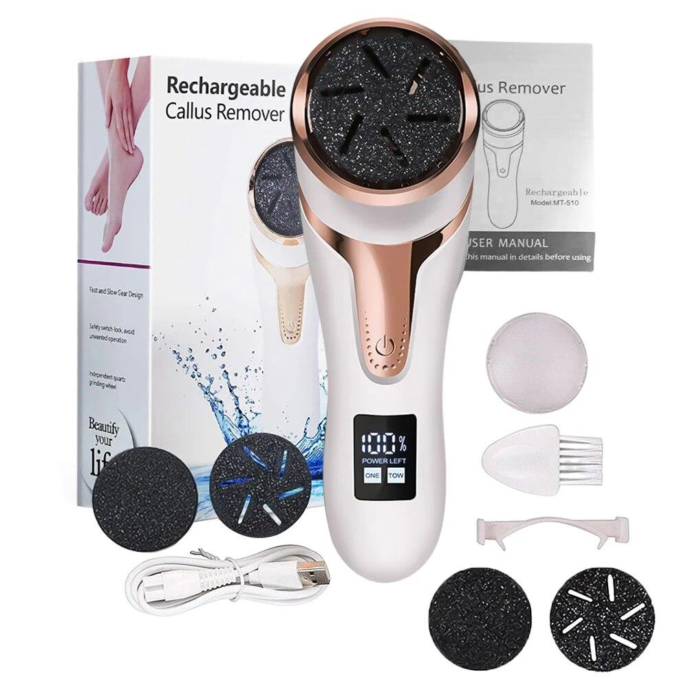 Электрическая пилка для ног с 2 передачами, USB перезаряжаемая машина для удаления омертвевшей кожи, кутикулы, мозолей, беспроводной инструмент для педикюра ног, инструмент для ухода за ногами