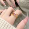 Gradient Color Butterfly Ring Fashion Adjustable Open Rings Women Exquisite Elegant Finger Ring Luxury Personality Jewelry Gifts