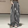 Women Casual Elastic Waist Loose Stripe Print Pants