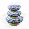 3Pcs 20/22/26CM Reusable Bowl Cover Floral Leaf Print Elastic Band Soft Cotton Washable Heavy Duty Round Dish Cover Durable Kitchen Supplies