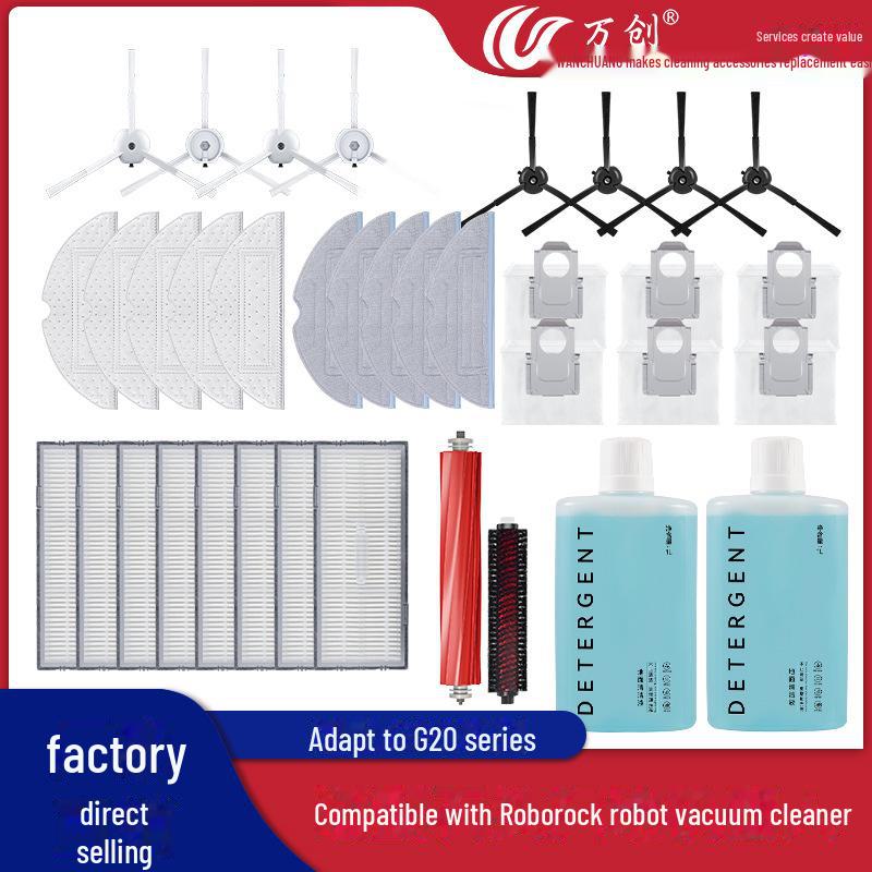 Roborock S8+/S8 Pro Ultra/G20 Sweeper Accessories: Cleaning Liquid, Rag, Side Brush, Filter, Dust Bag Set