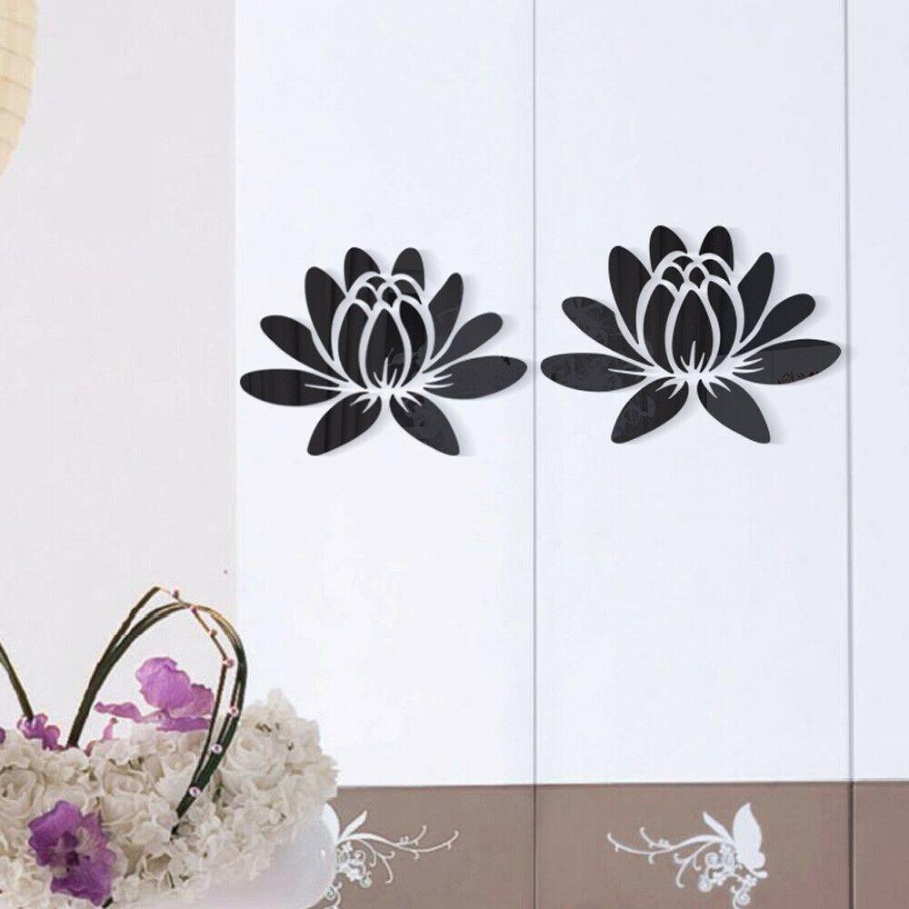 Acrylic Blooming Lotus Miroor Decal Self-adhesive Wall Sticker Mirror Surface Stickers  Smooth Wall