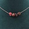 Stones and Minerals. Necklace 4 Beads Rhodochrosite from Brazil Stainless Steel Chain Necklace for Women, Men. Custom Size