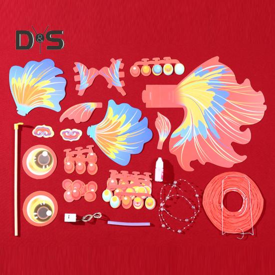 Goldfish Lantern DIY Assembly Handheld Lantern for Kids Battery Powered Chinese Traditional Lantern for Mid-Autumn Festival Spring Festival