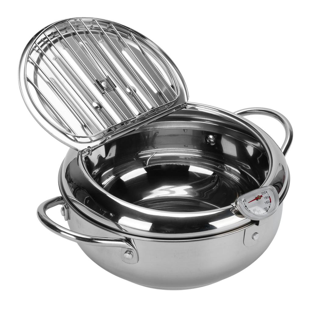 304 Stainless Steel Deep Fryer Pot Temperature Control Multifunctional Oil Saving Thickened with