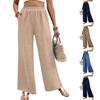 Ladies' Fashion Elastic Waist Casual Solid Color Texture Wide Leg Pants Low Waist Pants
