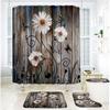 Bathroom Shower Curtain Four-Piece Digital Printing Wood Grain Chrysanthemum Plant Waterproof Shower Curtain Shower Curtain Partition Curtain