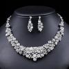 3pcs Fashion Elegant Palace Style Necklaces Earrings and Zircon Sets Luxurious Temperament Bridal Banquet Dress Accessories