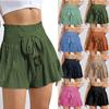 Women's Lace Up High-Waisted Ruffle Short Loose Casual Mini Skirt Ladies Skirt Pants