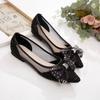 Breathable Pointed Flat-bottomed Mesh Bow Single Shoes 2025 Summer New Shallow Lace Small Fragrant Wind Lady Doudou Shoes