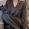 Spring and Autumn Women's Premium Feeling Pajamas Homewear Set Women Ice Silk Thin Twill Explosion Homewear Set