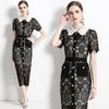 Elegant Slim Fit Goddess Dress with Lace Design