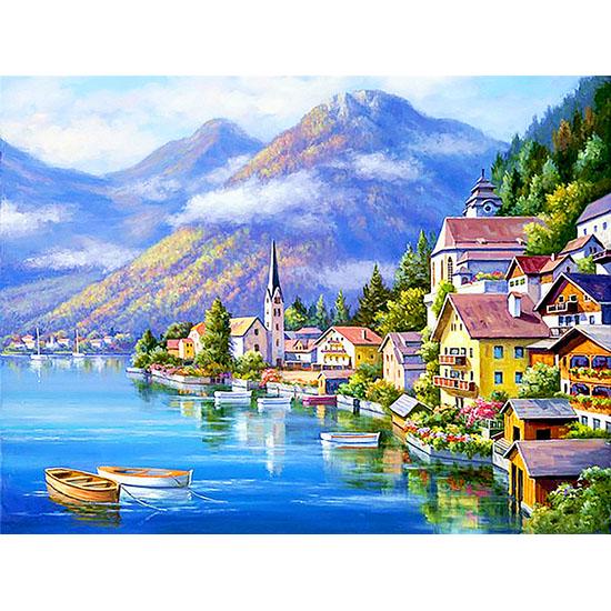 Huacan DIY 5D Landscape Diamond Embroidery Rhinestone Painting Cross Stitch Decor Gift