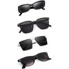 Sheomy Unisex Combo Offer Pack of 4 Shades Glasses Pathan Sunglasses Rectangle Retro Vintage Narrow Women::Men , MKN-210