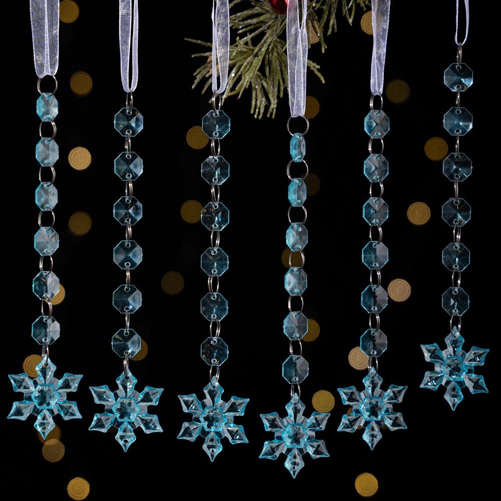 6pcs/set Transparent Acrylic Ice Pendants Sparkling Christmas Tree Hanging Festival Favors
