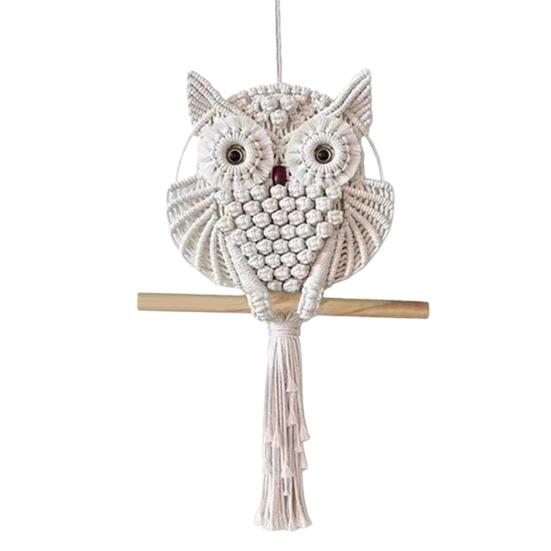 Owl Macrame Wall Hanging Decor for Living Room Office Bedroom Hand Woven Boho Tapestry Owl Markaf Wall Art Crafts