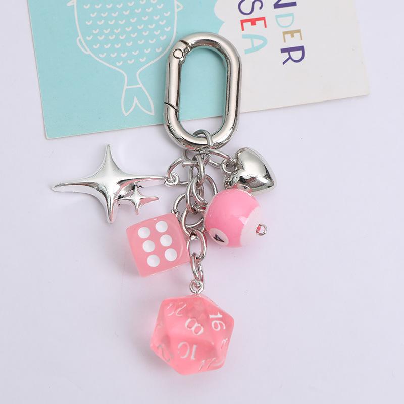 Dice Keychain Creative Star Manger Punk Style Keyrings for Women Bag Hanging Ornaments Accessories