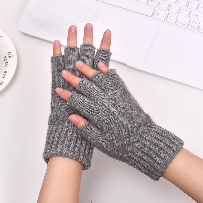 Autumn and Winter Camel Wool Warm Windproof Breathable Portable Simple Gloves Warm Cold Half-finger Gloves Outdoor Riding