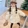 Girls Winter High Collar Hooded Cotton Jacket Mid-length Cute Warm Jacket