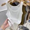 Women's Slim Fit Sleeveless Ribbed Cotton Tank Top - 260g, Solid Color, Summer