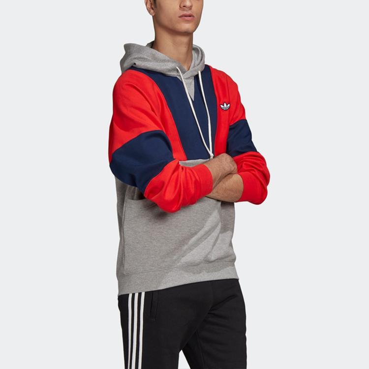 Adidas Originals Trefoil Knitted Hoodie With Color Block Men Tops Grey Red Blue FM2207