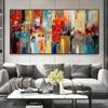 Modern Colorful Paint Textured Abstract Oil Painting Printed On Canvas Wall Art Red Blue Posters and Prints for Living Room