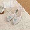 Embroidered New Retro Style Versatile Pointed Half Slippers