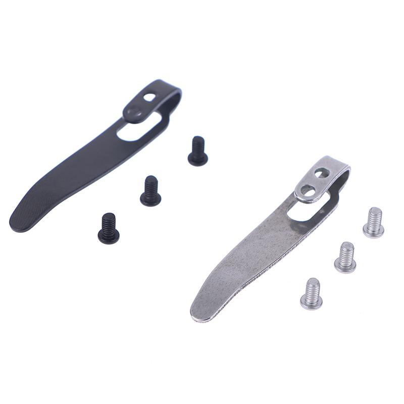 1Set 420 Stainless Steel Material Knife Back Clip With 3Pcs M2.5 Screws Pocket Waist Clamps For Knives Diy Make Accessories