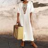 Cotton Linen Dress Women Summer Casual Loose Holiday Beach Bohemian Long Sundress Solid Vestido Female Clothing