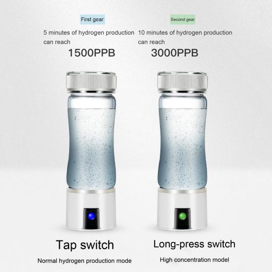 300ML Hydrogen Rich Water Bottle SPE PEM Technology Portable Glass Hydrogen Water Generator Healthy Glass Drinking