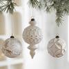 Christmas Ornaments White And Golden Vintage Ball Finial Christmas Tree Ornaments Shatterproof Plastic Farmhouse Hanging Decor