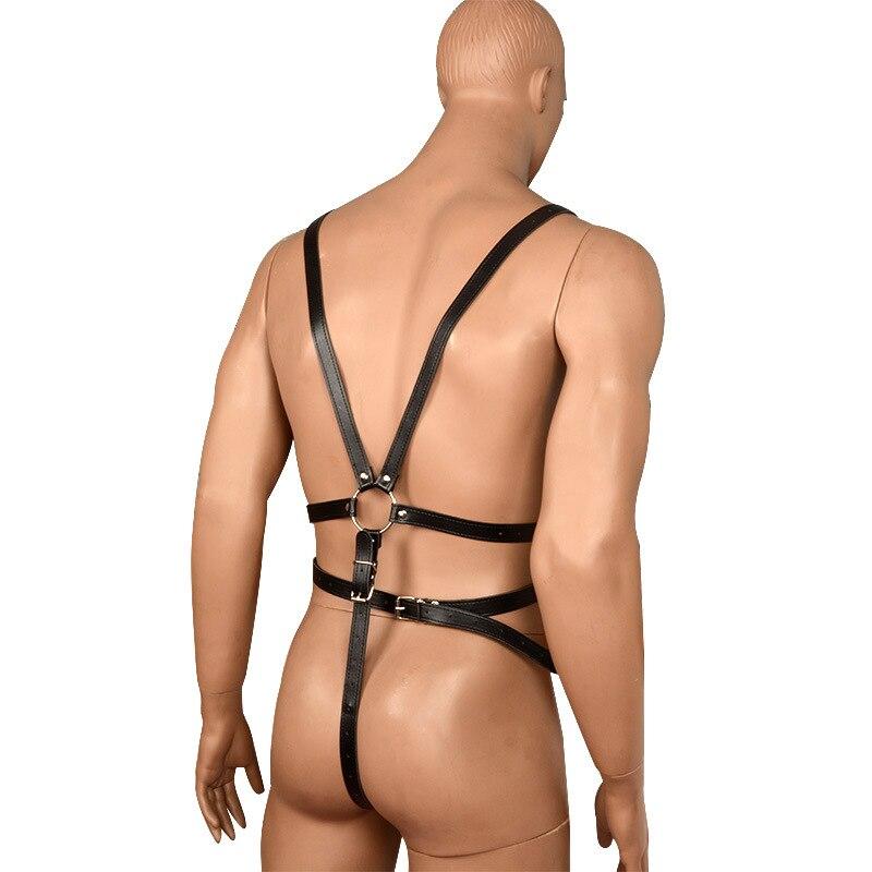 Men's Bondage Chastity Pants Erotic Wearing Panties Penis Strap Leather Clothes Fetish BDSM Briefs Chain Thong