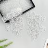 White Beaded Sequined Mesh Pair Flower Applique Dress Wedding Dress Decoration Handmade Diy Accessories Cloth Sticker Accessories