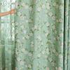 1PC LOZUJOJU Rural Style Summer Green Flower Printed Curtainsh Full Blackout Curtains for Bedroom Living Room Balcony Window for Home Decor