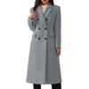 Women Fall Winter Coat Double-breasted Turn-down Collar Loose Solid Color Long Sleeve Button Decor Thickened Warm Windproof Lady OL Commute