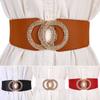 Casual Elastic Gold Buckle Corset Band Stretch Cummerbunds Luxury Wide Belts Leather Waistband