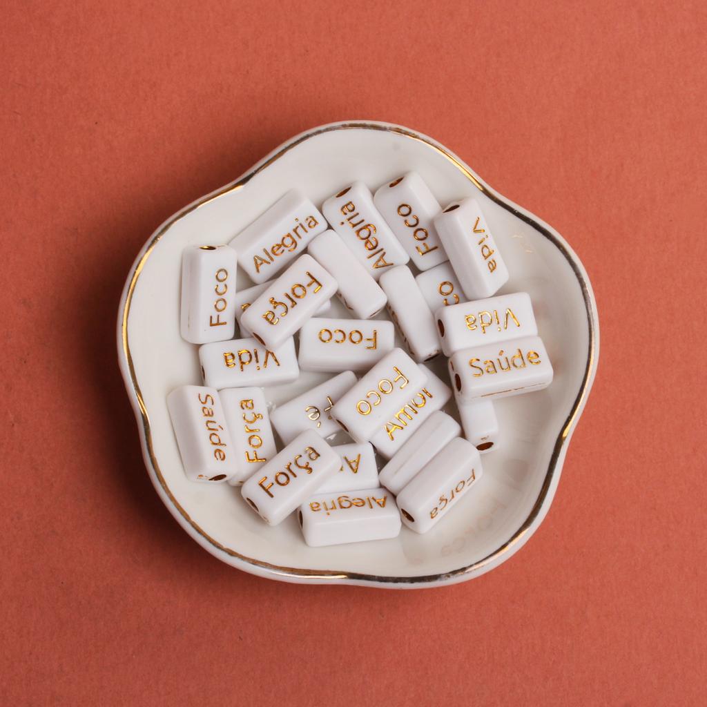 Bracelets French Words Rectangle 10PCS 14.5*7.5mm Acrylic Jewelry Making Accessories DIY Handmade Crafted Material Loose Spacer Beads Necklace