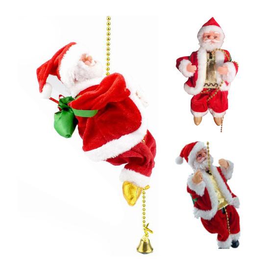 Santa Claus Musical Climbing Rope Electric Climbing Santa On Rope Climbs Up And Down Christmas Hanging Decoration for Xmas Tree Fireplace Home Decor