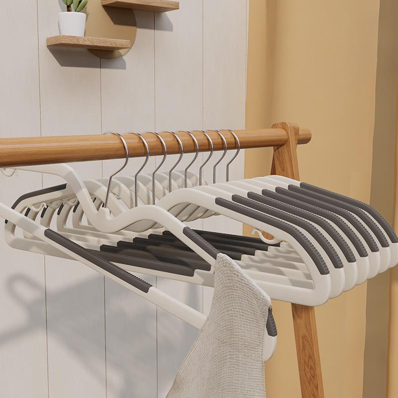 Cross-Border Non-Slip Hanger Set: 10-Pack Thickened, No-Mark, Short Neck, Wet & Dry Clothes Support for Student Household.